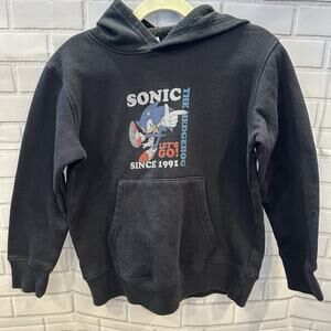 Sonic the Hedgehog Boys Black Hoodie Sweatshirt Size S